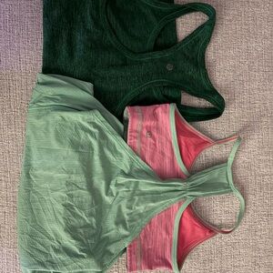 Lululemon Racerback Tank Tops - Green and Pink